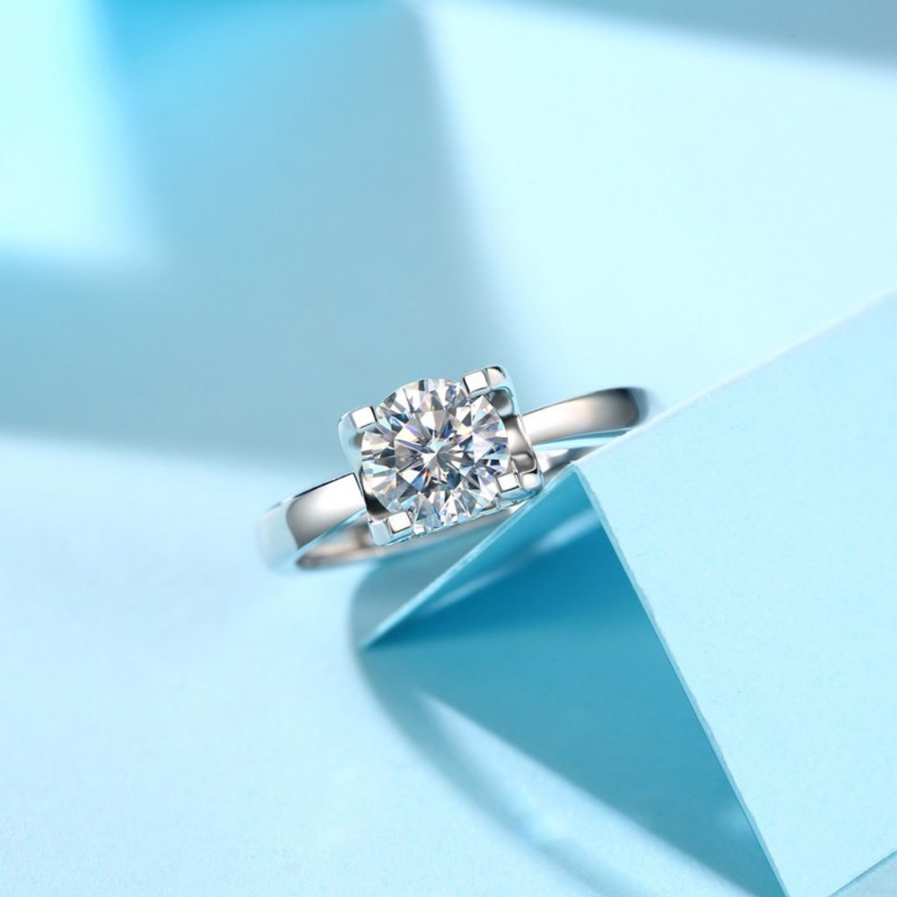 Certified 3ct. t.w. Diamond Moissanite Engagement Ring NEW B - Picture 4 of 9